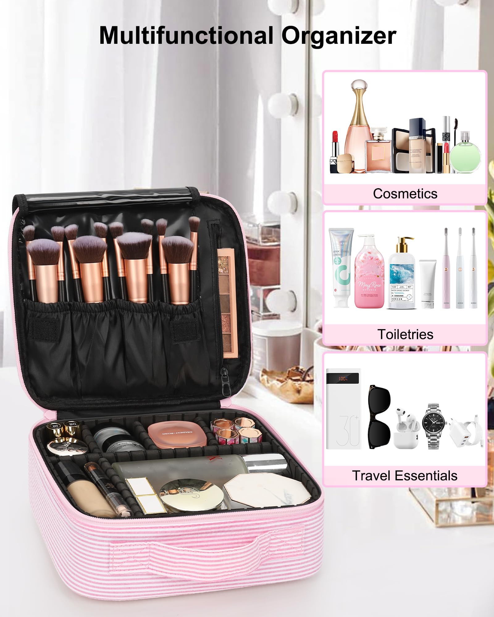 Relavel travel makeup train case portable size fits in luggage