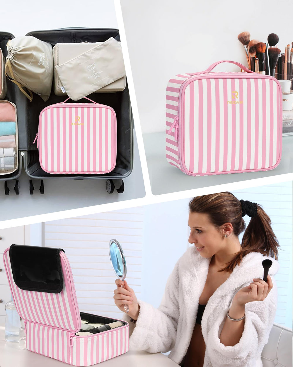 Relavel travel makeup train case fits in luggage for organized packing on trips