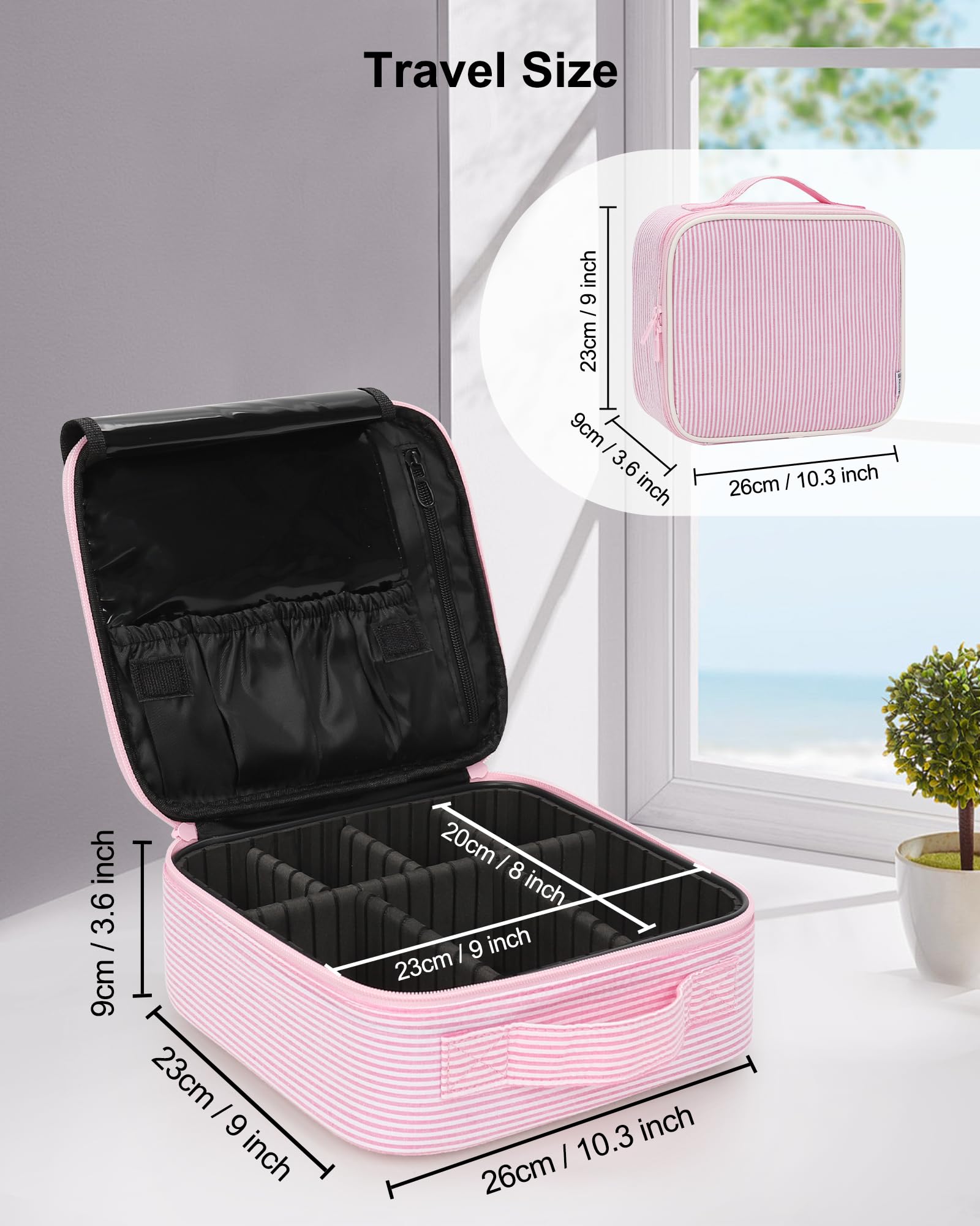 Relavel travel makeup train case waterproof fabric for durability and easy cleaning