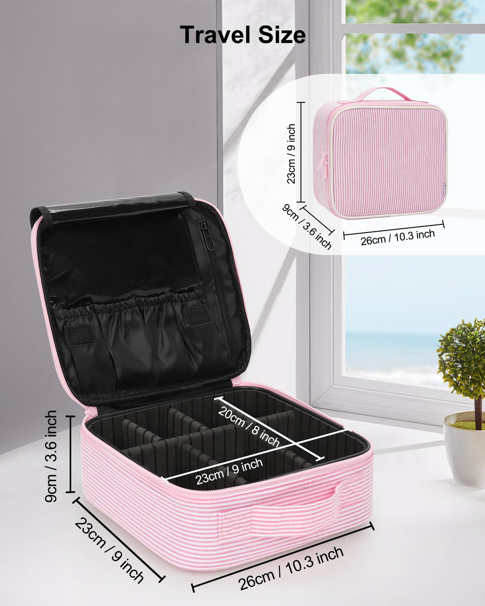 Relavel travel makeup train case waterproof fabric for durability and easy cleaning