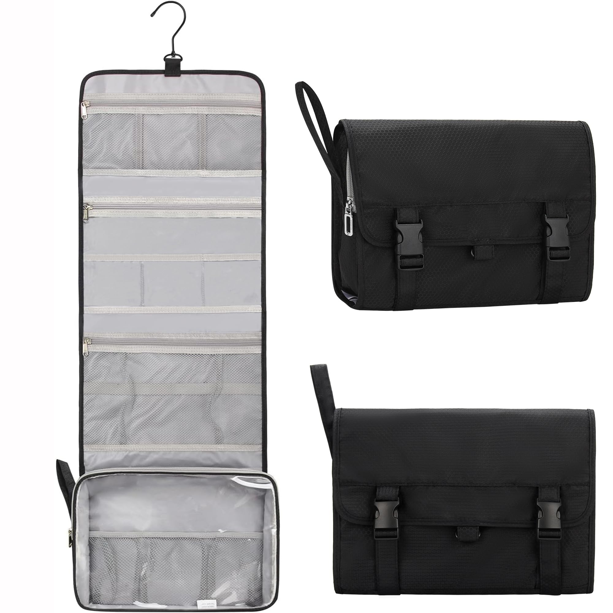 Relavel travel toiletry bag hanging hook for easy access on trips.
