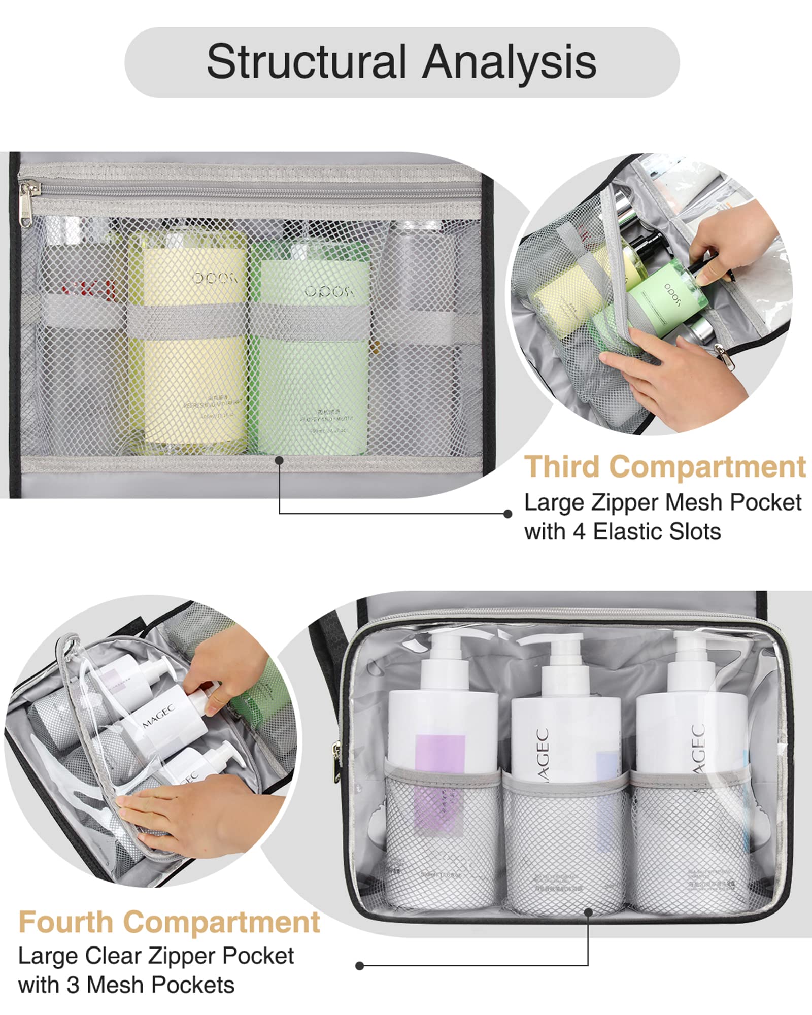 Relavel bag with mesh pockets promotes visibility and fast retrieval.
