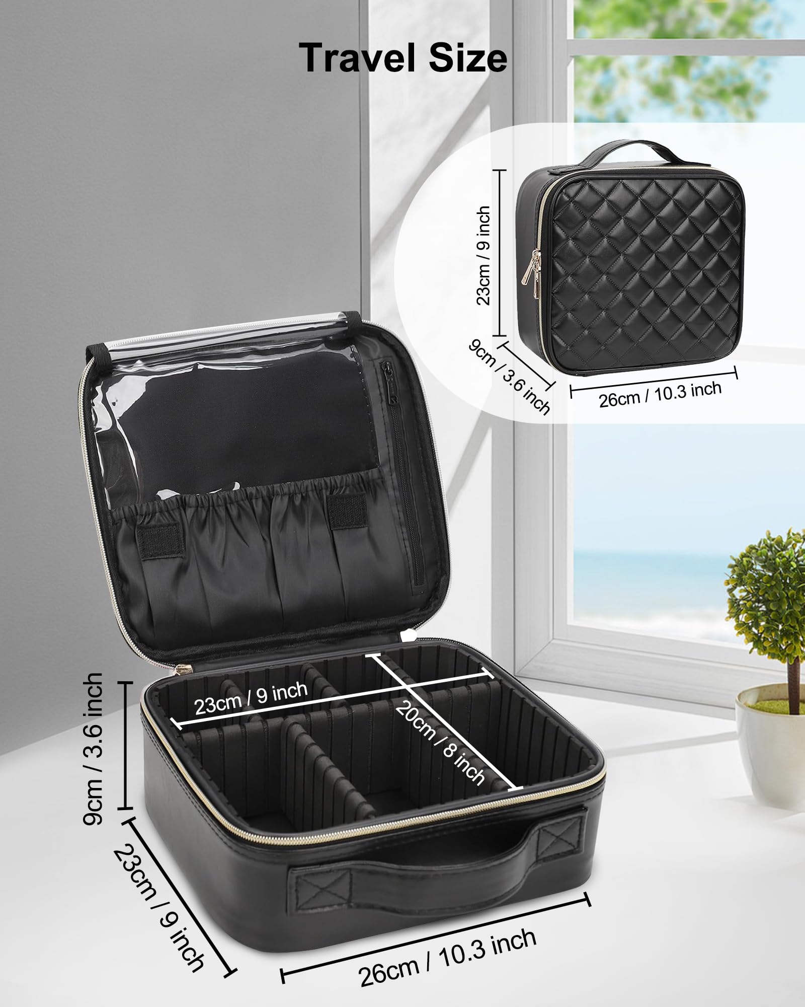 Relavel waterproof interior closeup shows spill-proof design for on-the-go beauty