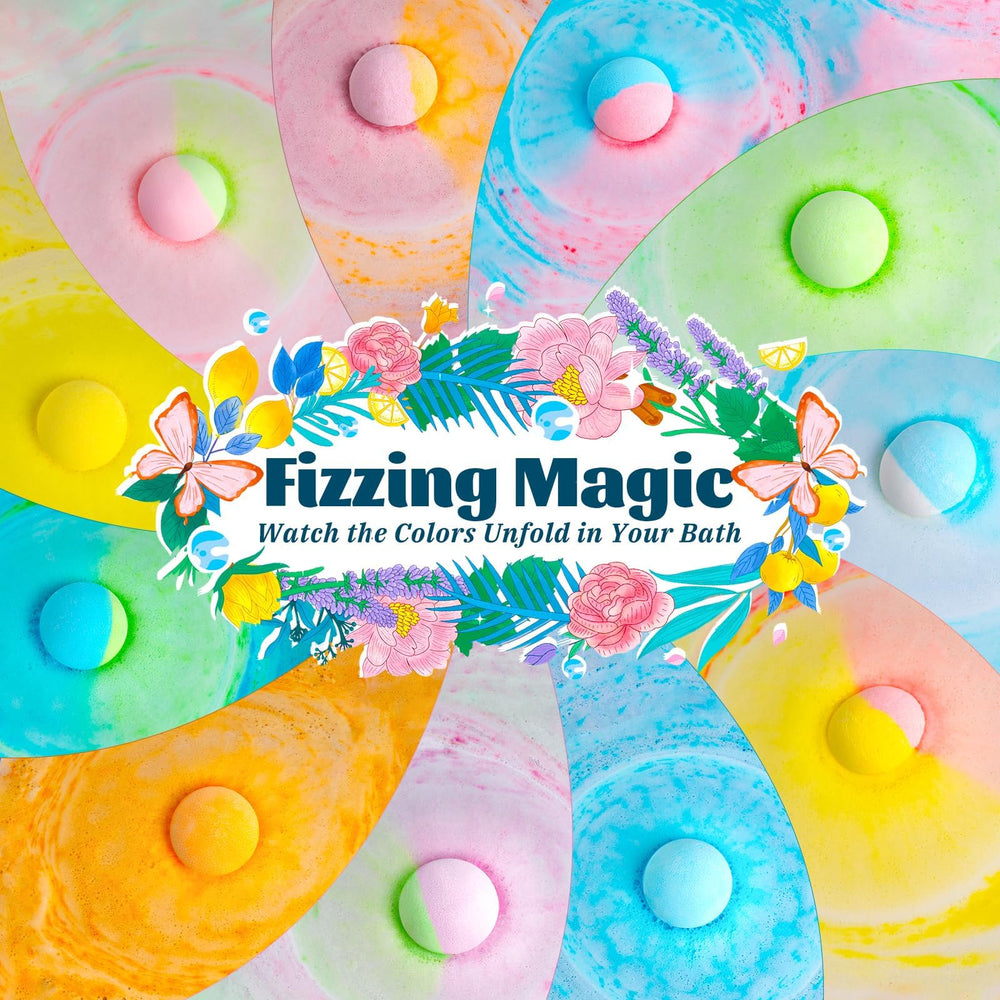 RelaxRose bath bombs color release visual shows dynamic, soothing bath experience.