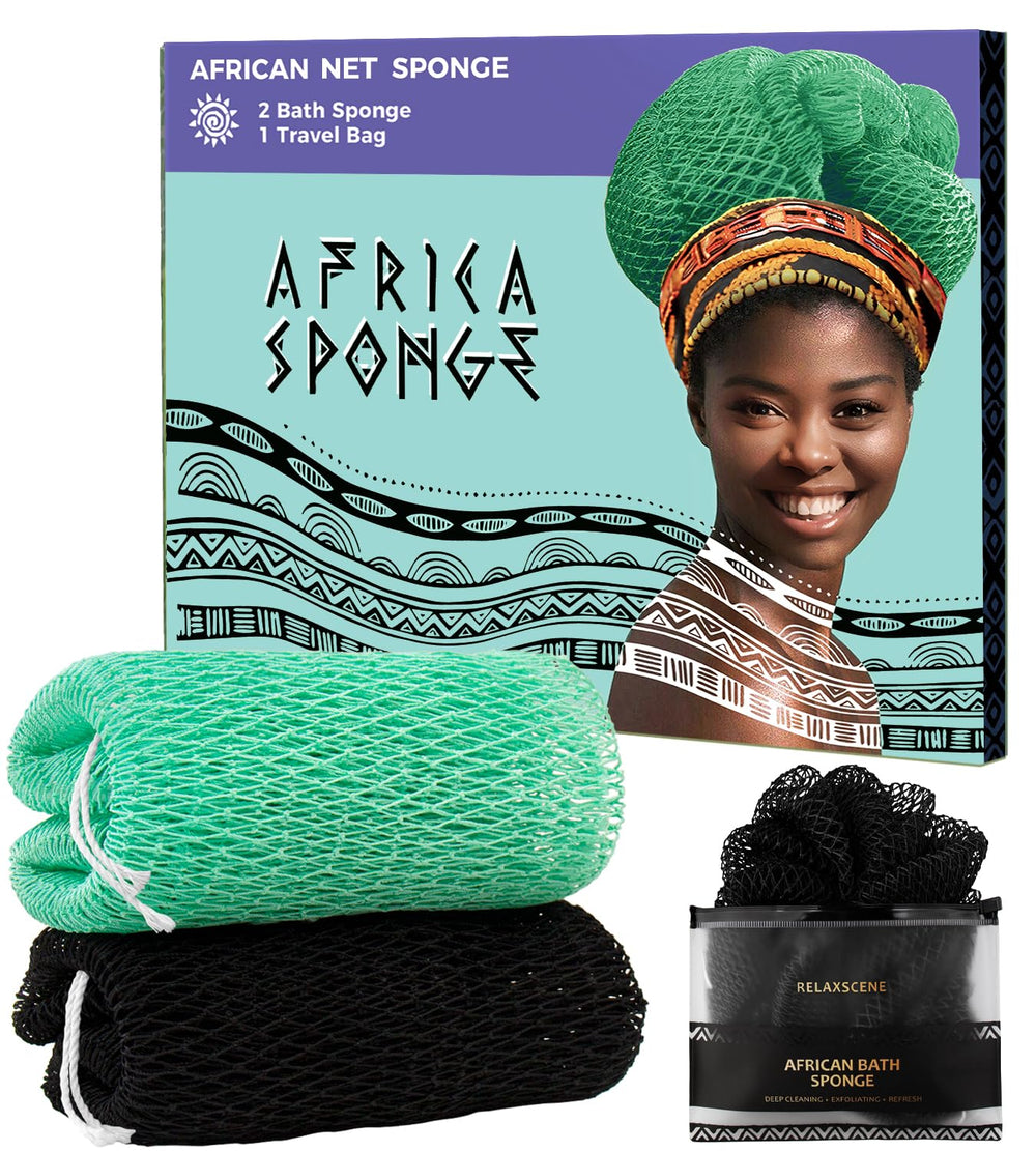 RelaxScene esponja africana negra para exfoliación suave en la ducha