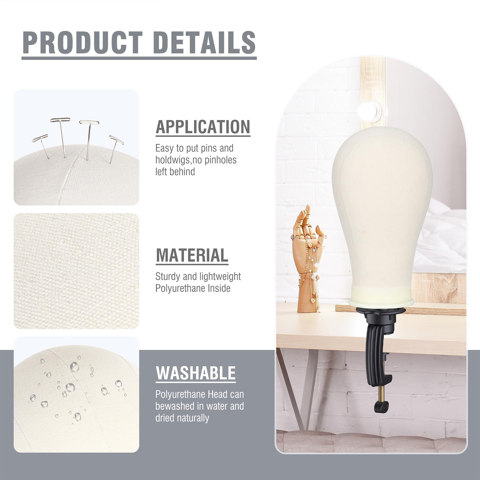 Relx accessories kit includes wig cap, T-pins, non-slip tape and brush for practice.