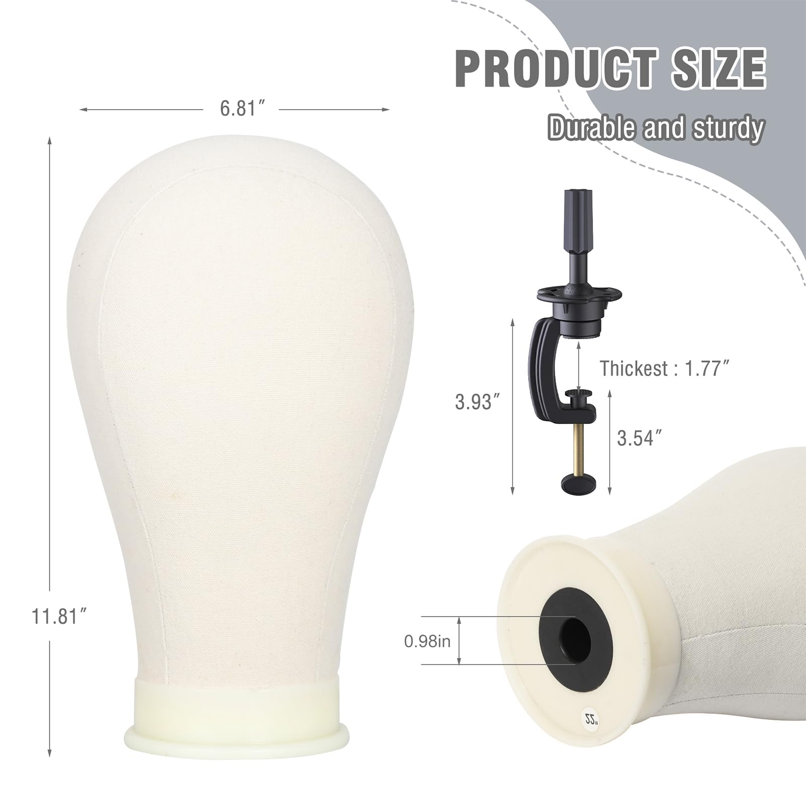 Relx adjustable-height wig stand demonstrates customizable height for comfortable styling.