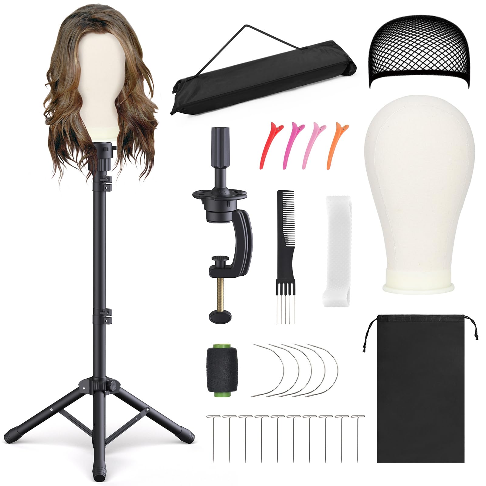 Relx wig stand with mannequin head for stable styling and display in salons.