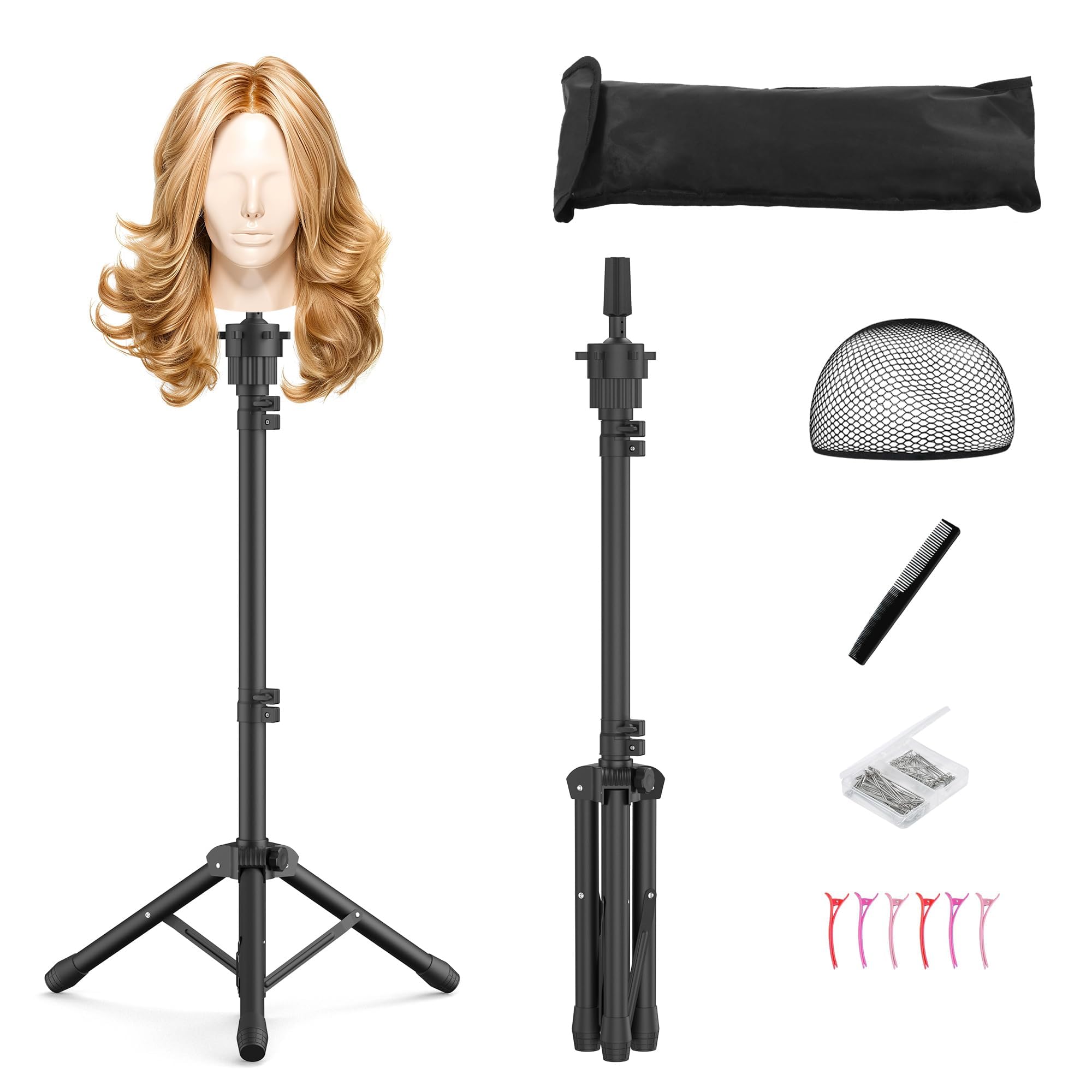 Relx wig head stand base stability offers a steady styling platform.