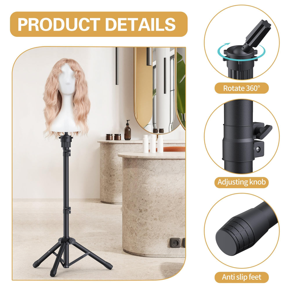 Relx stand provides sturdy stability for reliable wig styling and storage.
