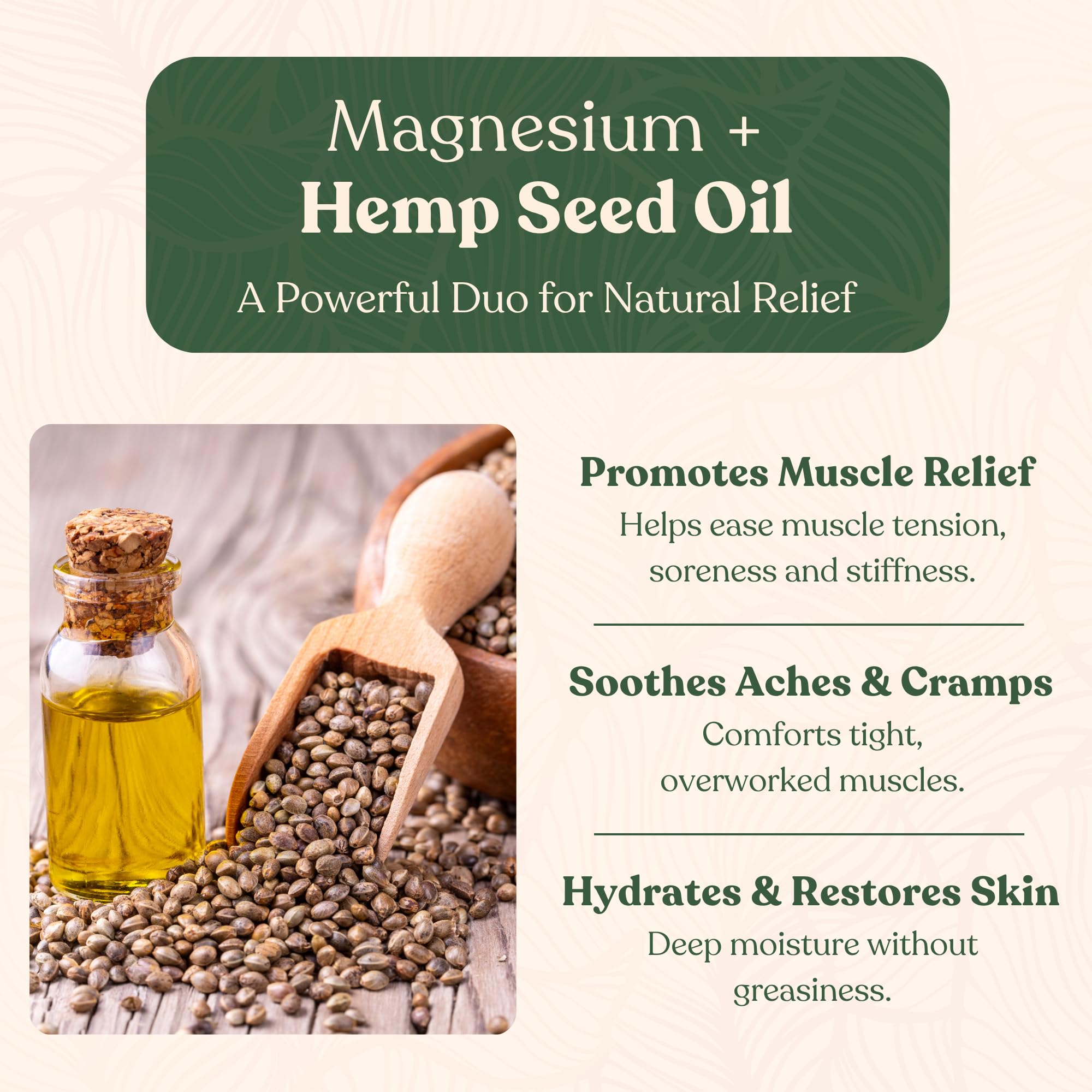 Remedy Mama magnesium cream ingredients close-up with hemp seed oil and jojoba