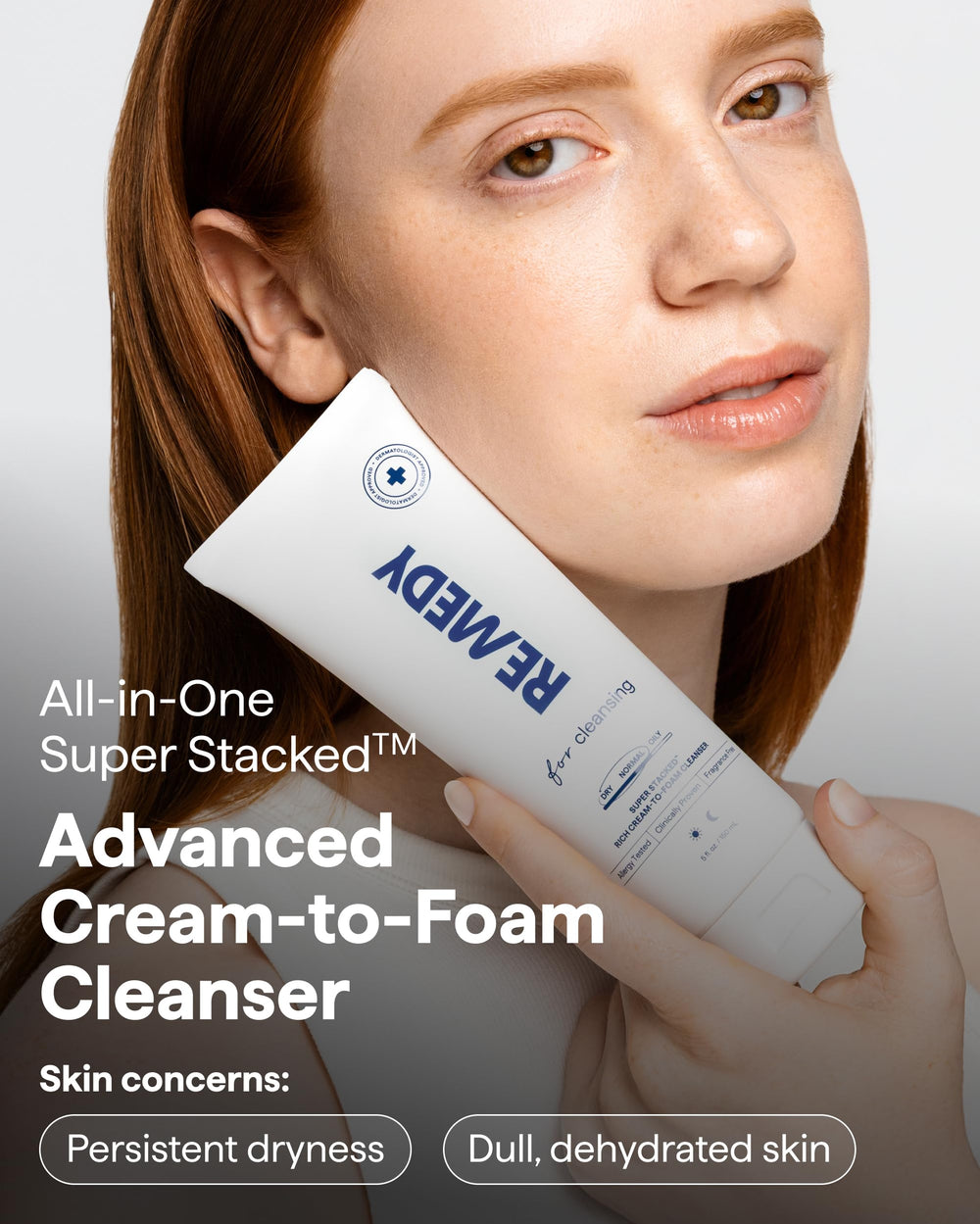 Remedy Science rich-cream-cleansing-texture-closeup shows cream-to-foam transformation for refreshed skin.