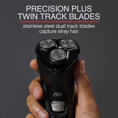 Remington PrecisionPlus rotary head attached to shaver for versatile shaving across lengths