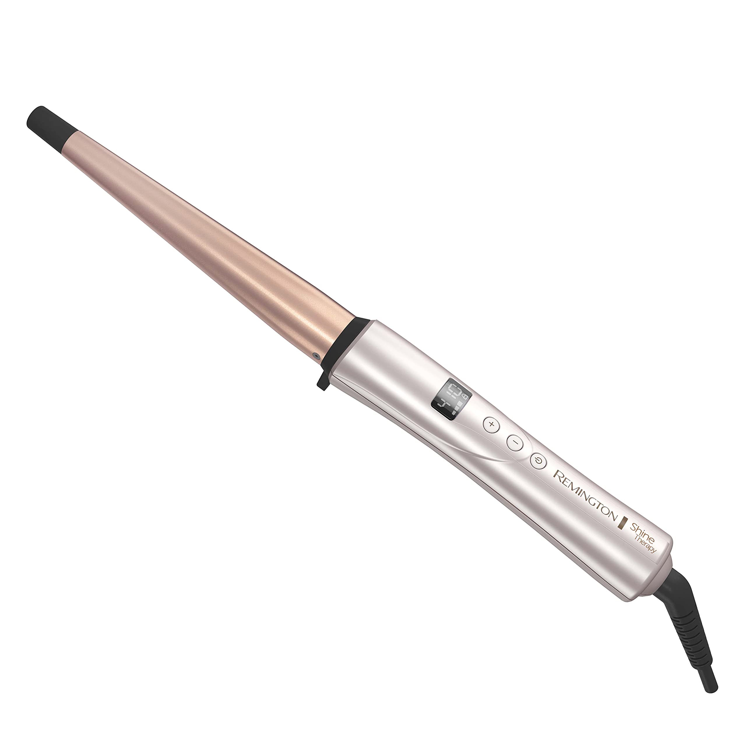 Remington Shine Therapy argan oil keratin barrel closeup for smooth, radiant shine.
