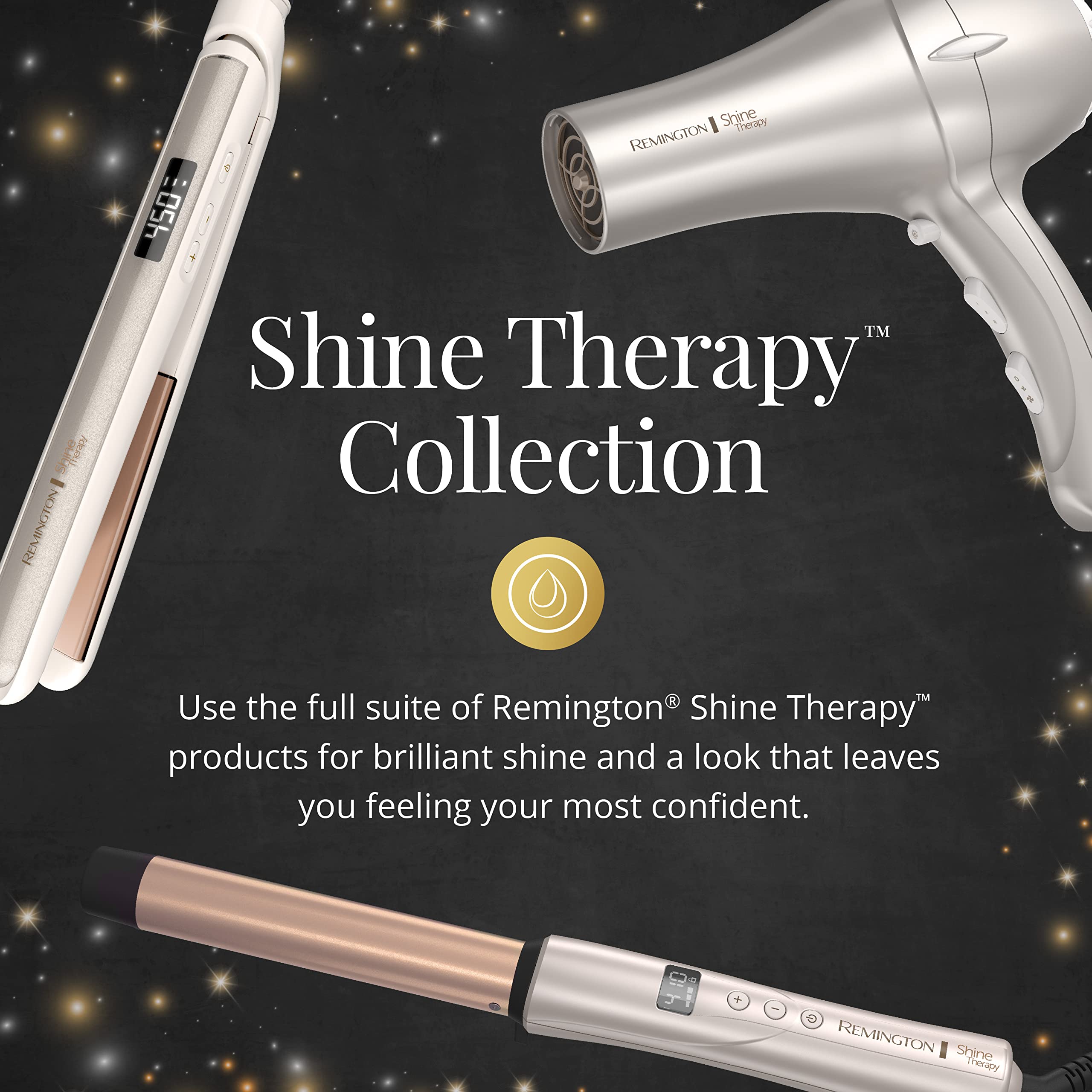 Remington Shine Therapy natural curls look with soft, glossy finish.