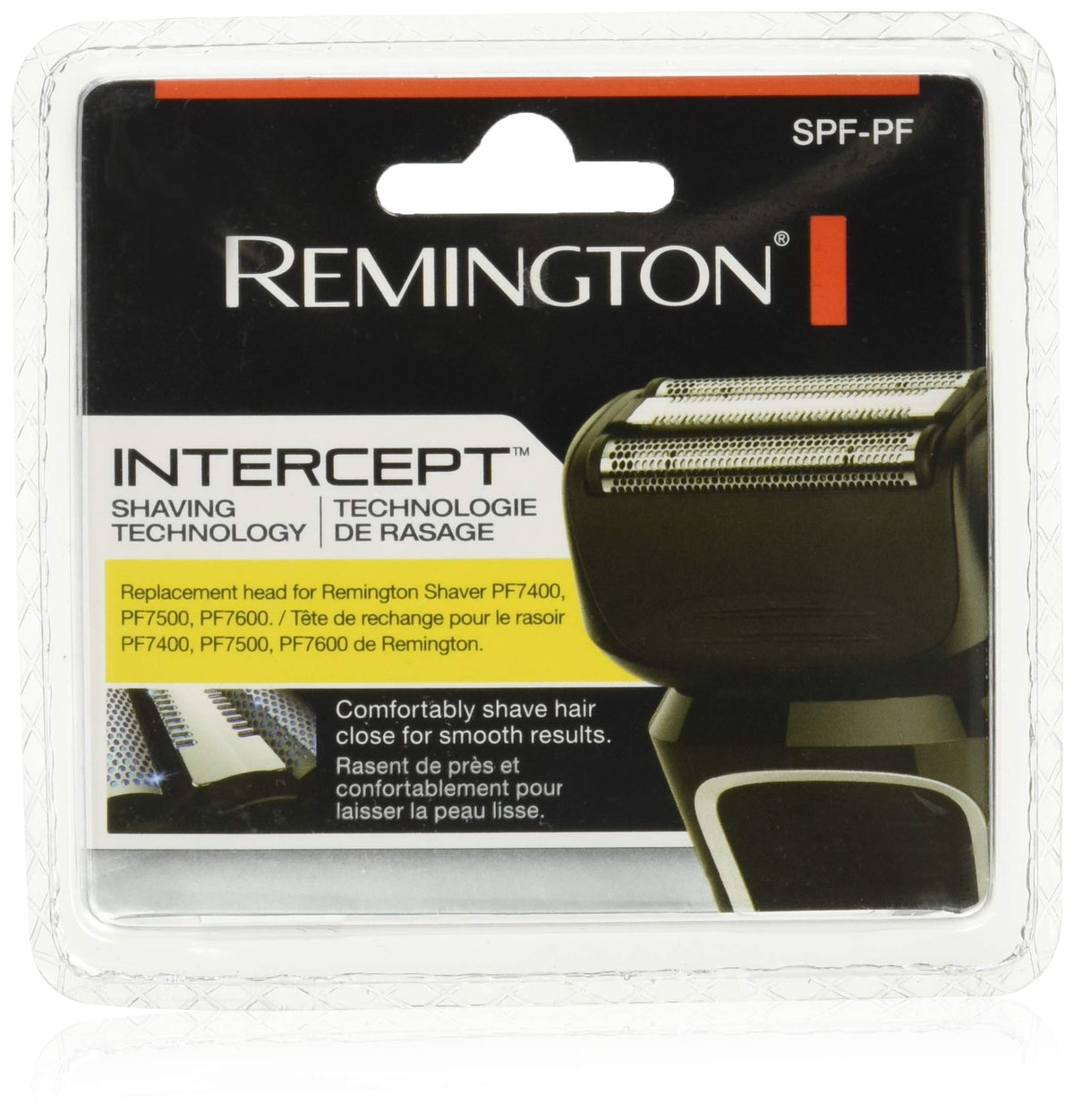 Remington SPF-PF replacement head closeup shows multi-foil pattern for a close, comfortable shave.
