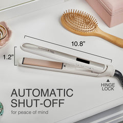 Remington straightener held in hand demonstrating compact travel-friendly size