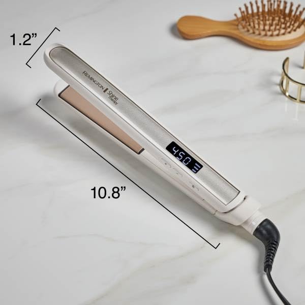 Remington temperature display close-up showing quick heat-up and customization
