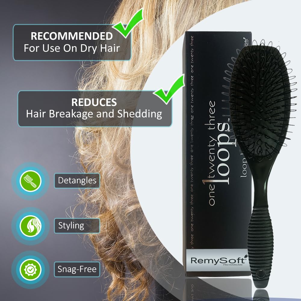 RemySoft One Twenty Three Loops, cepillo desenredo suave para cabello delicado.