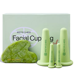 Rena Chris facial cupping set face silicone tools promote gentle circulation and de-puffing.