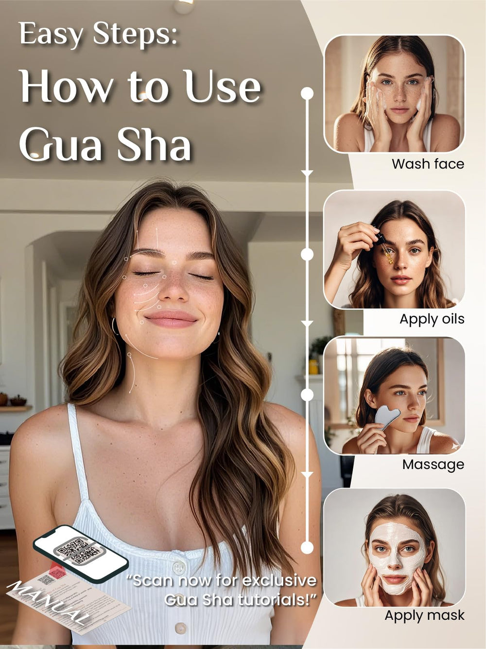 Rena Chris terahertz stone helps reduce facial puffiness with massage