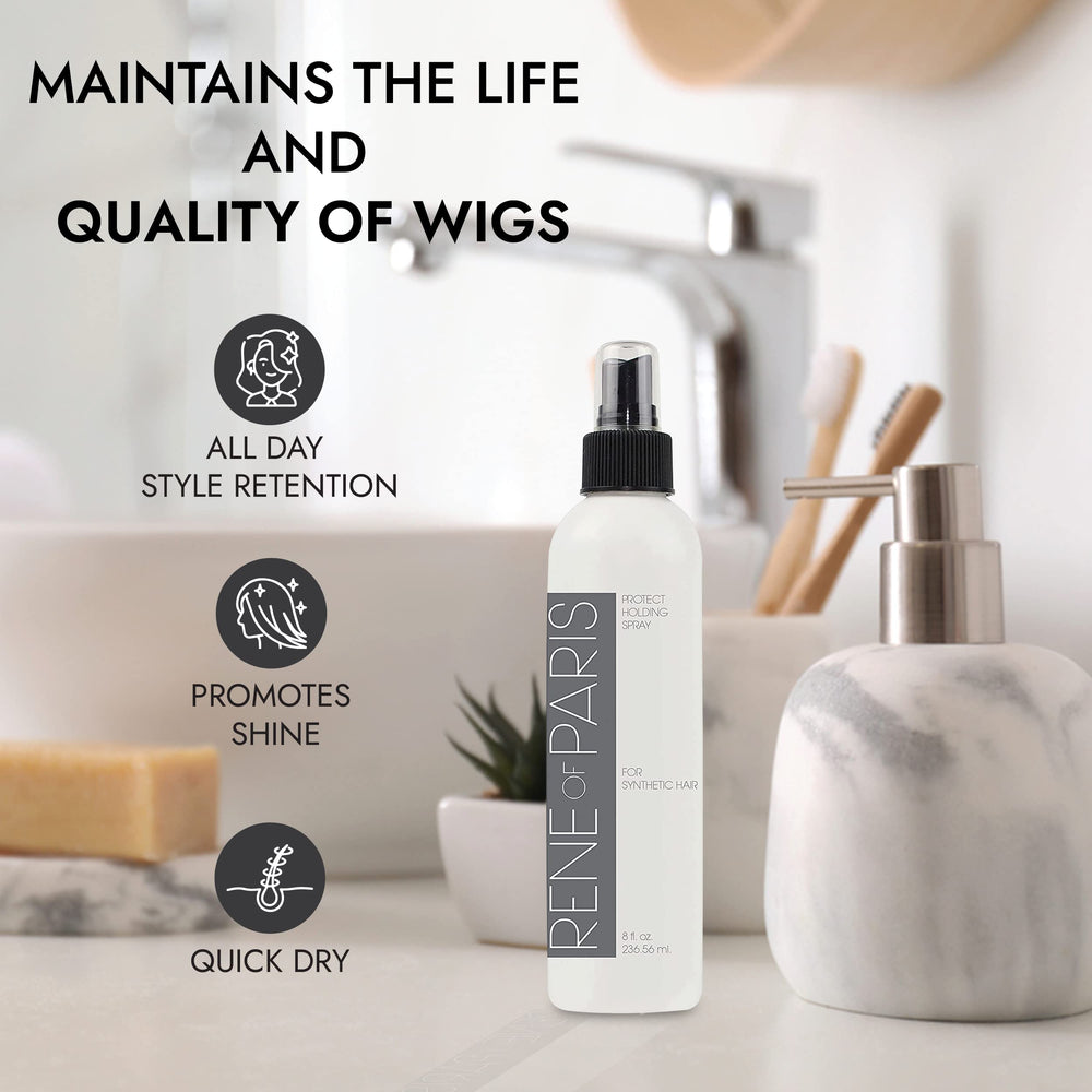 Rene of Paris wig finish adds shine and controlled hold.