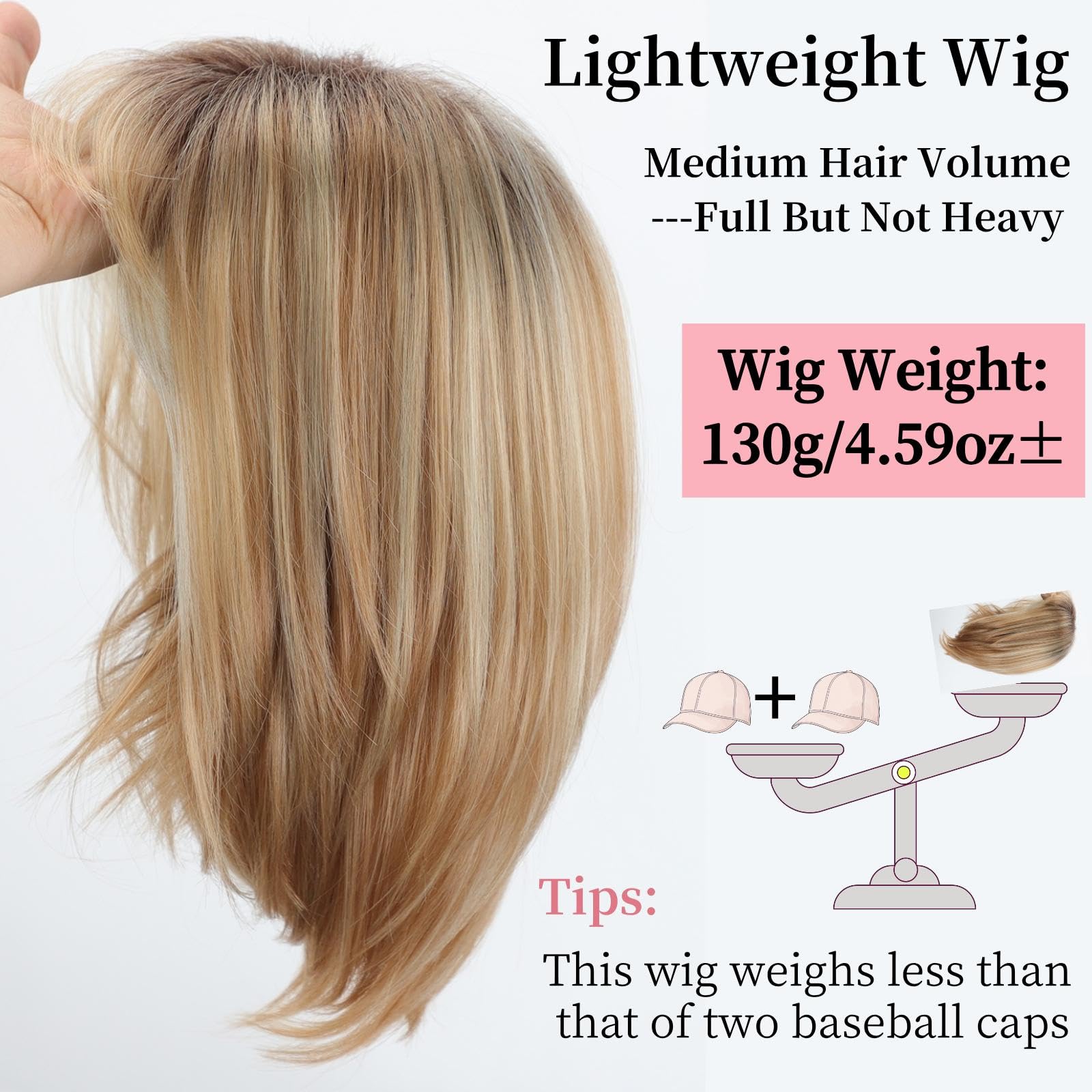 RENERSHOW natural-dark-roots blonde bob wig for a real look.