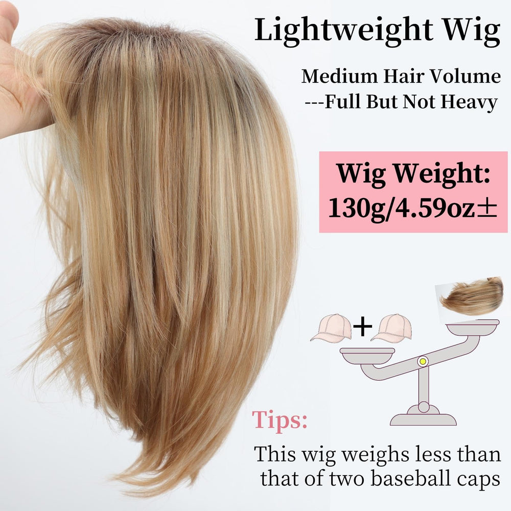 RENERSHOW natural-dark-roots blonde bob wig for a real look.