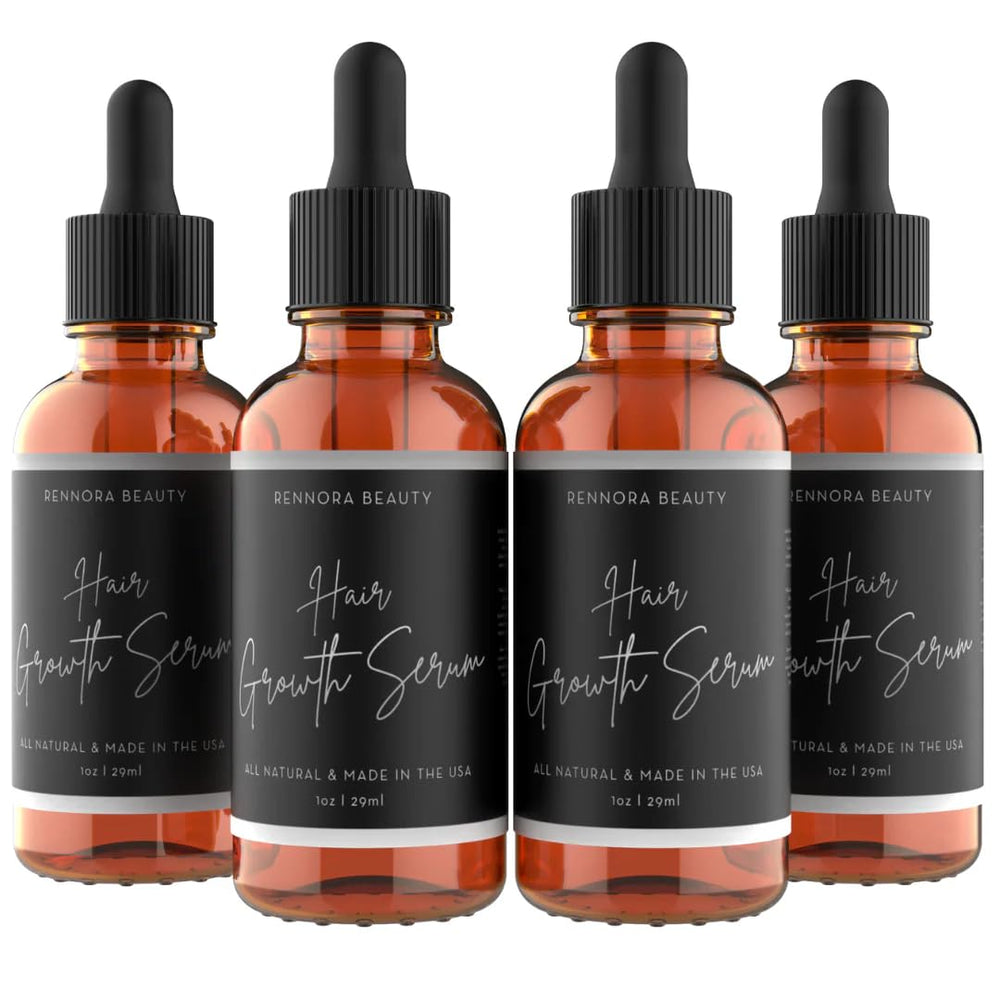 Rennora Beauty hair growth serum bottle with organic herbs for scalp support