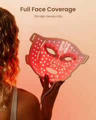 RENPHO mask three-mode panel illustrating red infrared and blue light options