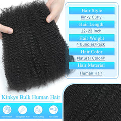 Renyarch Afro Kinky Bulk Hair closeup highlights soft touch and blendable color.