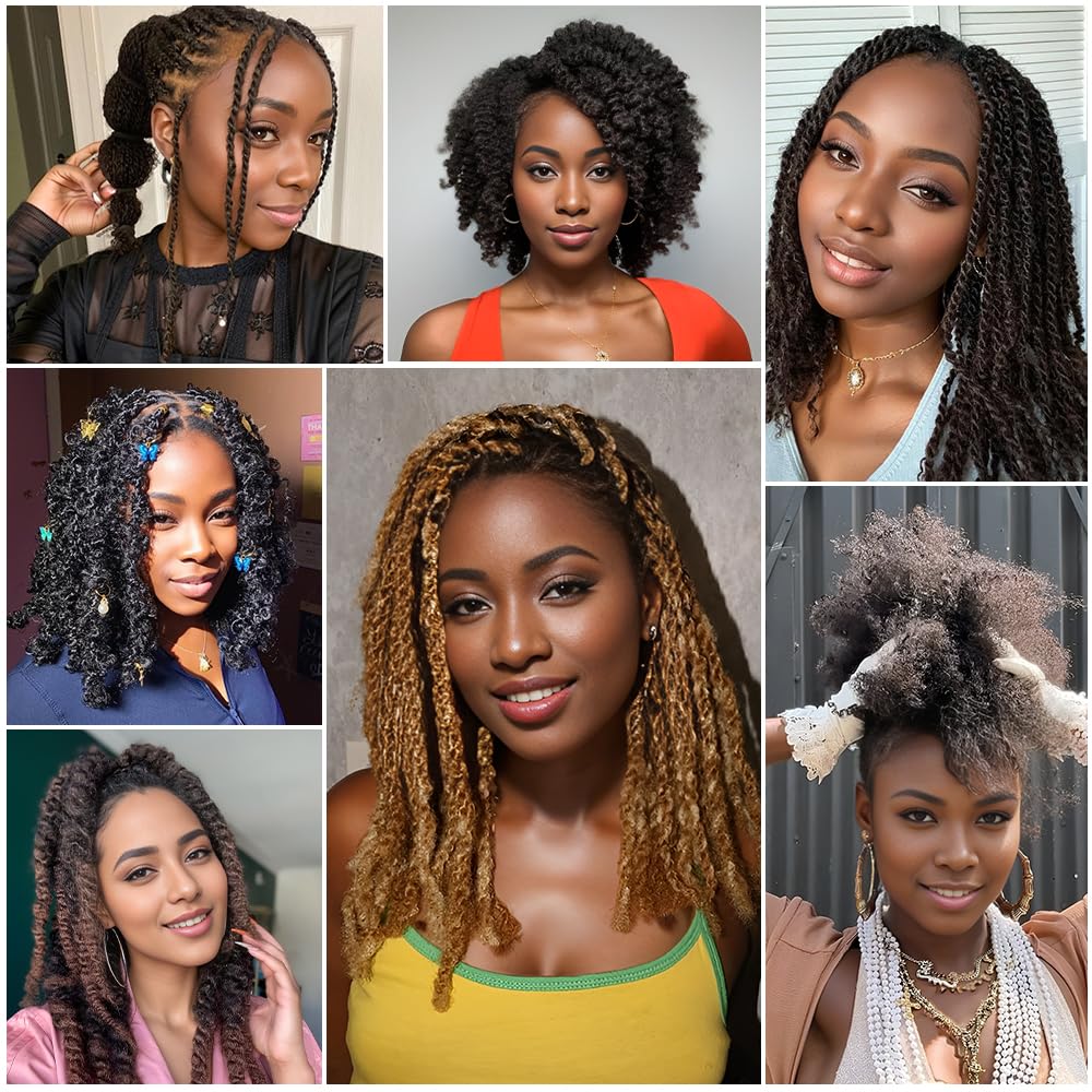 Renyarch Afro Kinky Bulk Hair color-options image shows multiple natural tones.