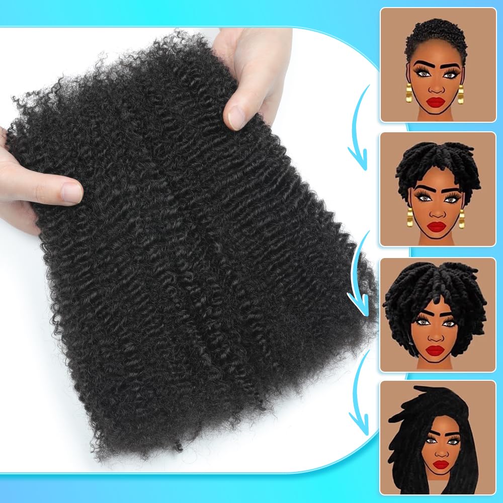 Renyarch Afro Kinky Bulk Hair length-16-18in demonstrates versatile styling options.