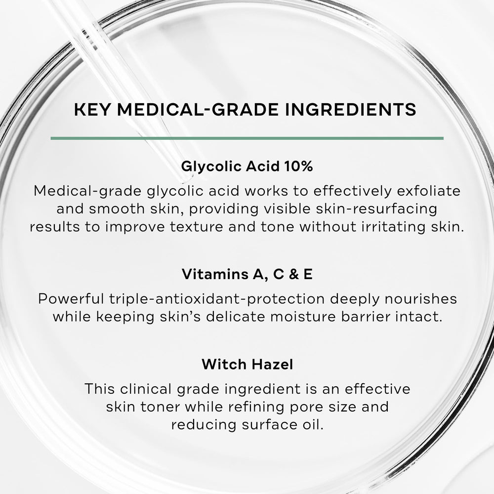Replenix Glycolic Acid 10% pads application demonstrates targeted area use.