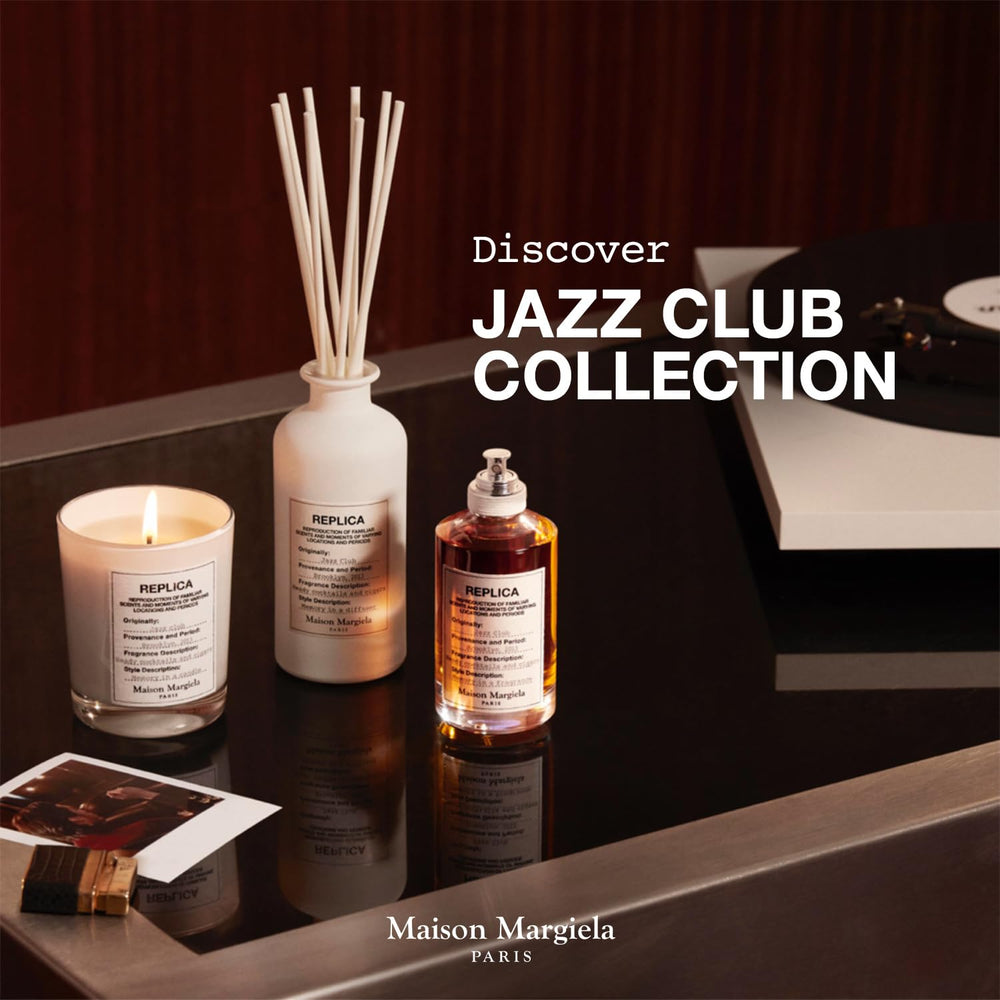 Replica Jazz Club date-night scent idea shown with bottle and glass.
