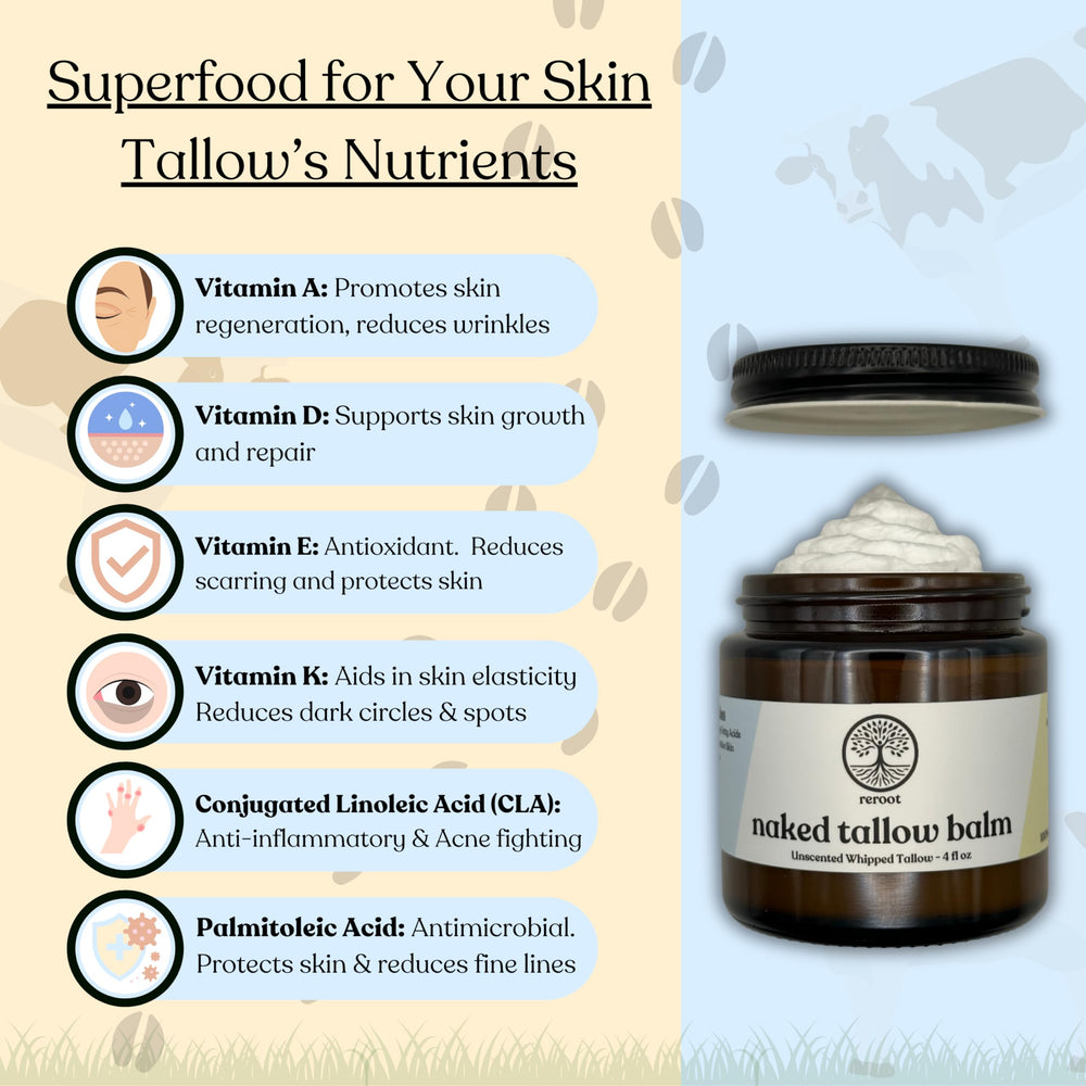 Reroot Organics Naked Tallow Balm on baby skin for tender unscented care