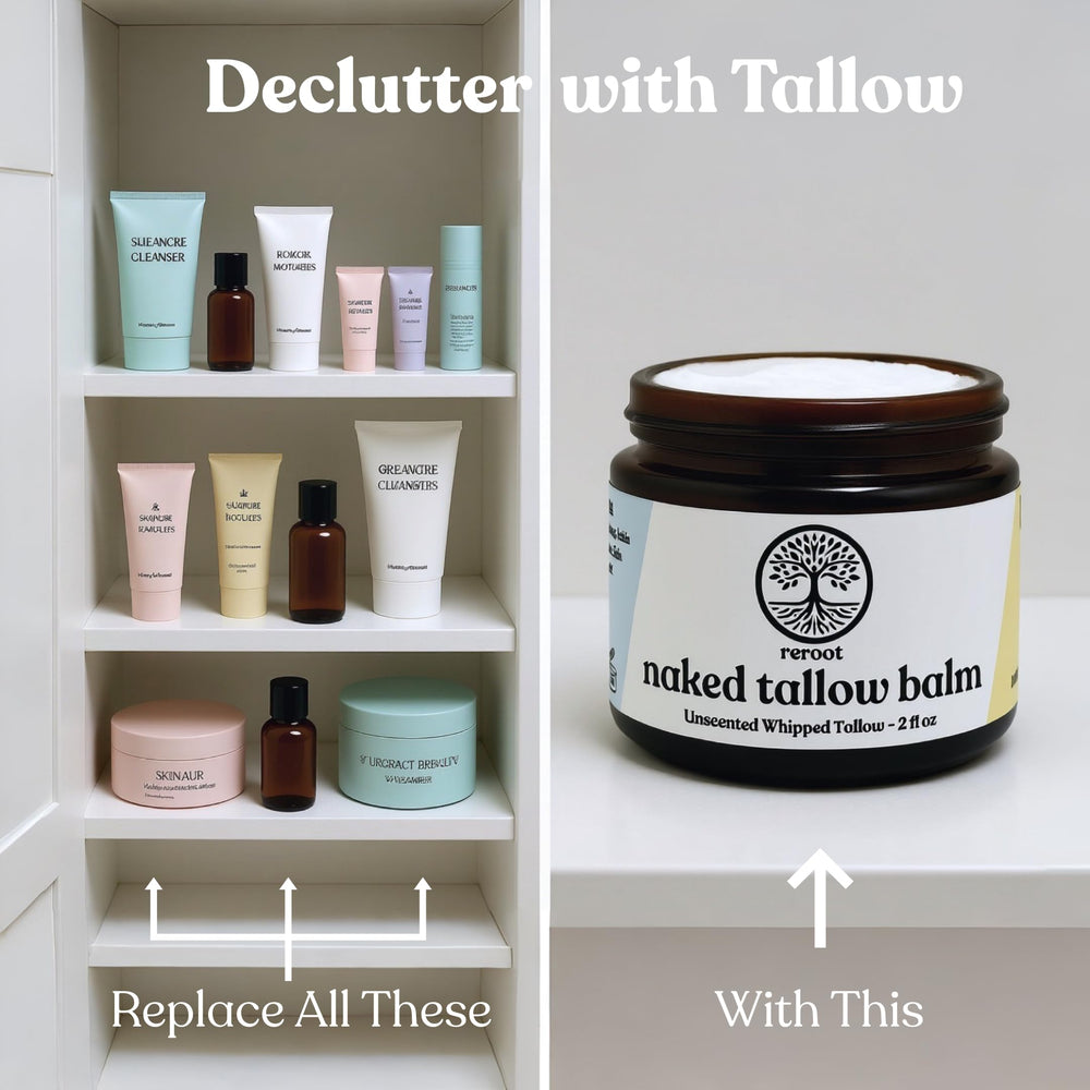 Reroot Organics Naked Tallow Balm ideal for face lips elbows and heels hydration