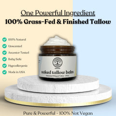 Reroot Organics Naked Tallow Balm grass-fed tallow detail emphasizing natural nourishment