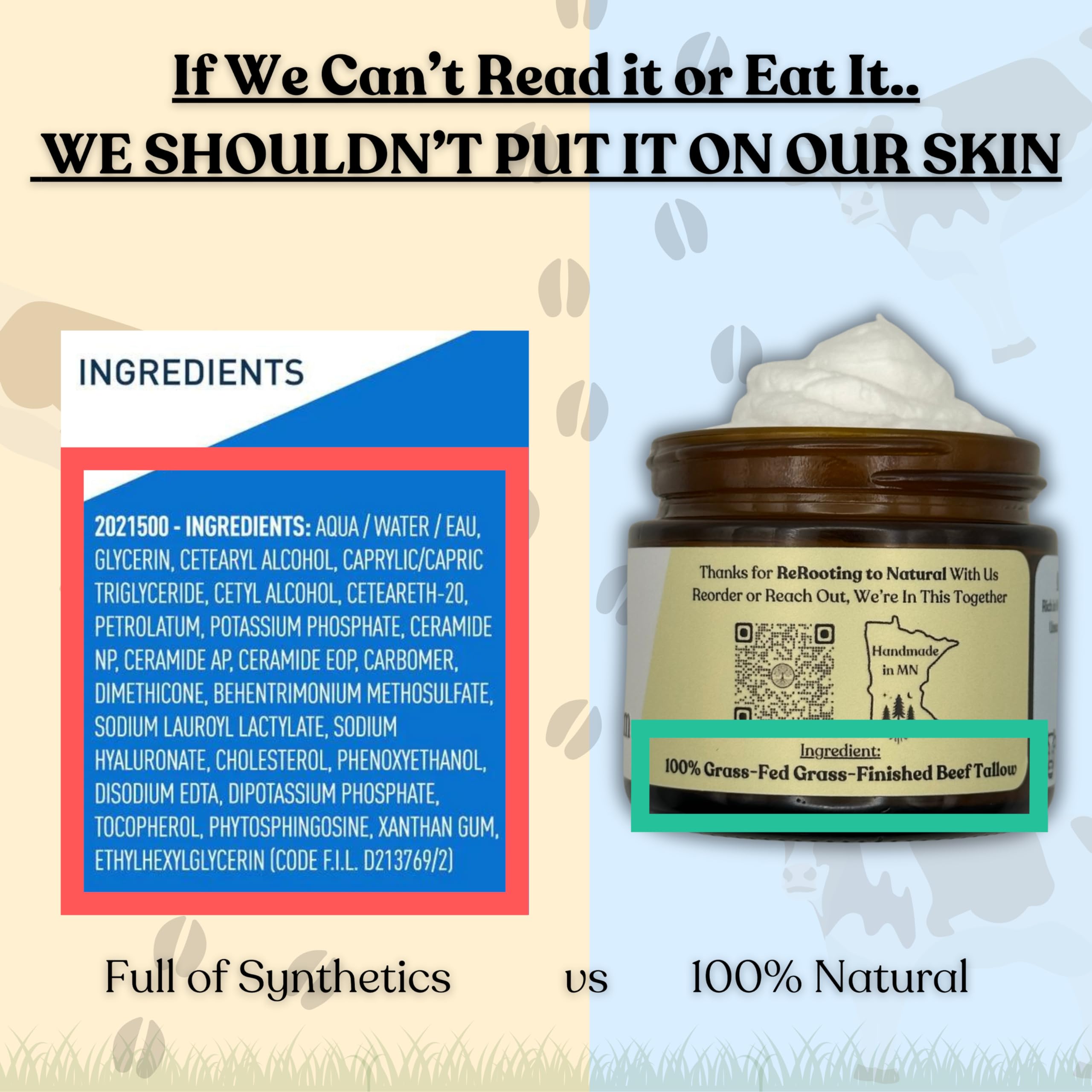 Reroot Organics Naked Tallow Balm unscented application suitable for face and body