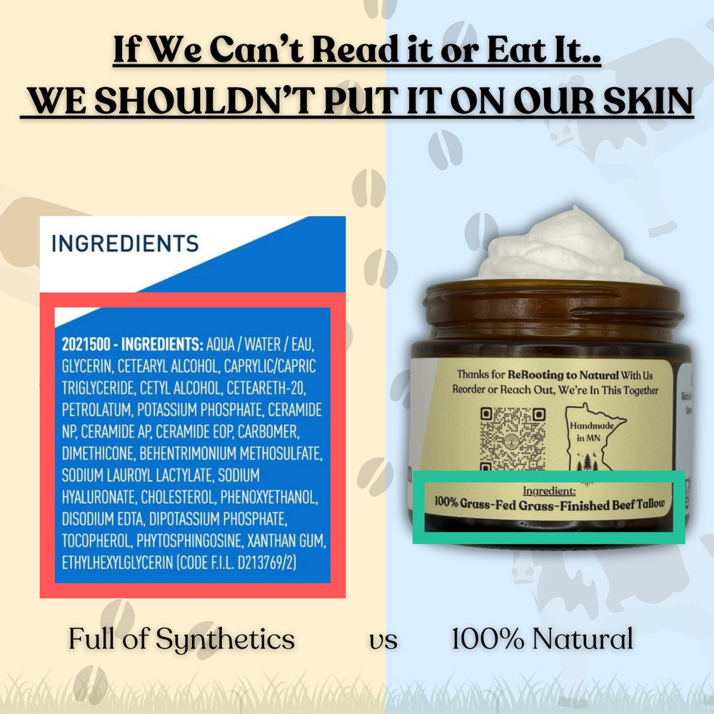 Reroot Organics Naked Tallow Balm unscented application suitable for face and body