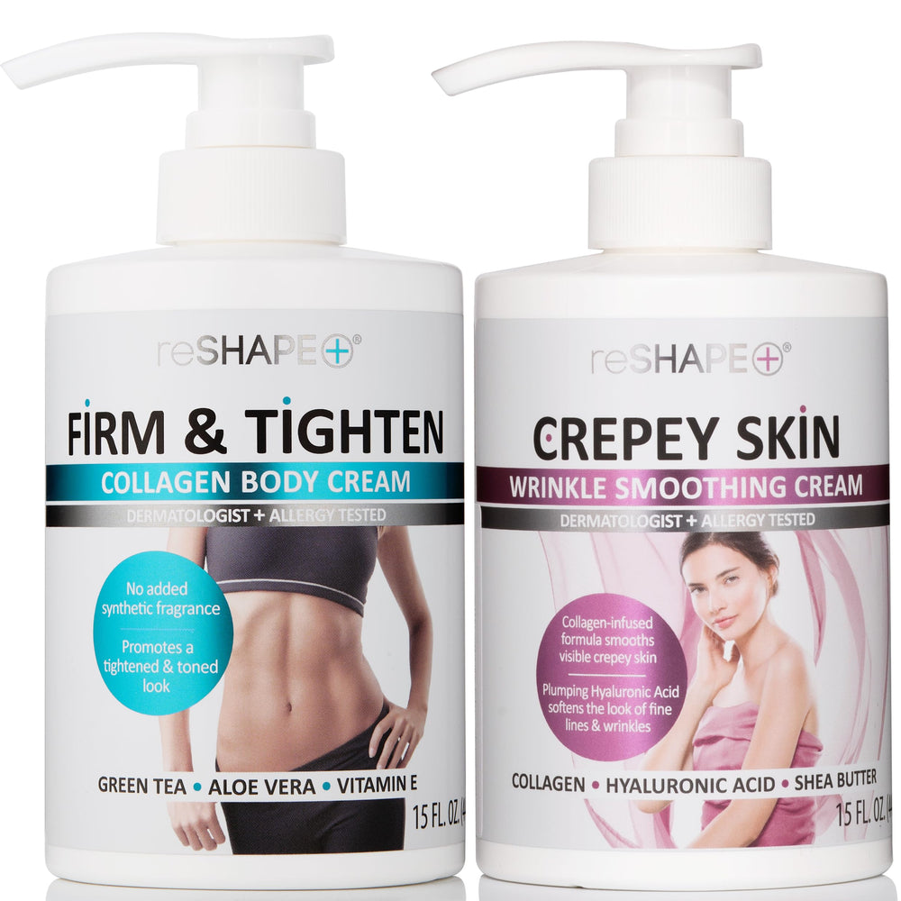 Reshape collagen body cream bottle pump for smooth, hydrated skin.