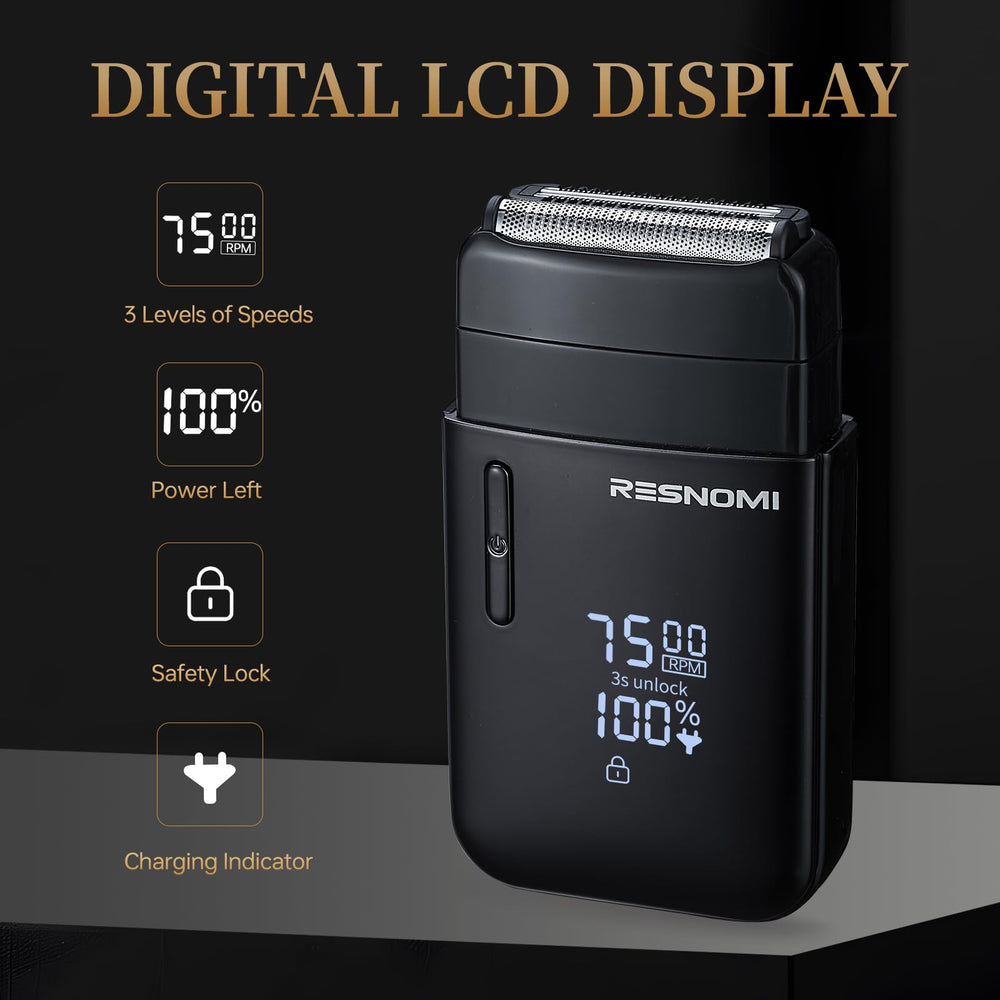 RESNOMI electric foil shaver ipx7 waterproof design supports shower use.