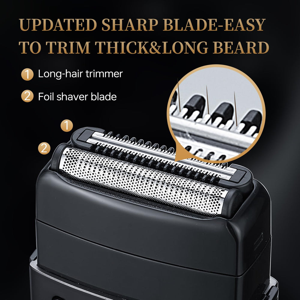 RESNOMI electric foil shaver lcd display shows battery and speed status for easy monitoring.