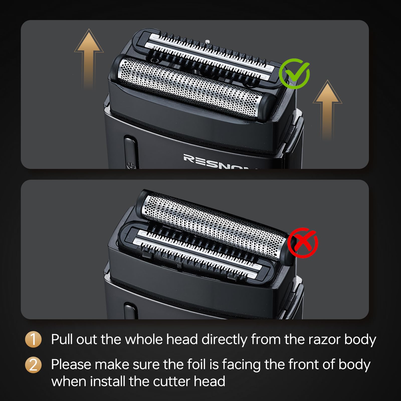 RESNOMI electric foil shaver magnetic-dust-cover keeps blades clean during travel.