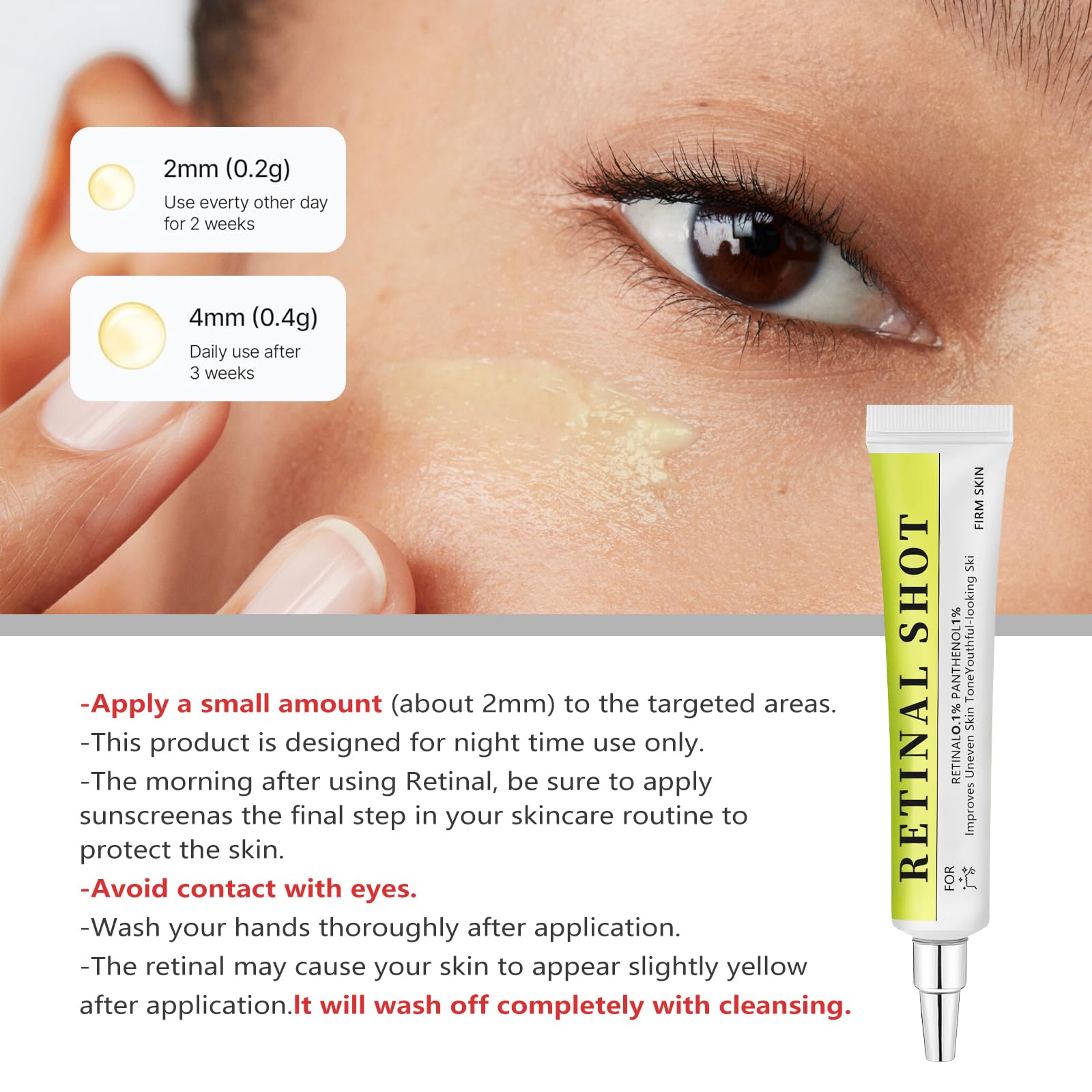 Retinal Shot Tightening Booster texture conveys a firming effect on skin.