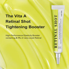 Retinal Shot Tightening Booster ingredients highlight 0.1% retinol and 1% panthenol.