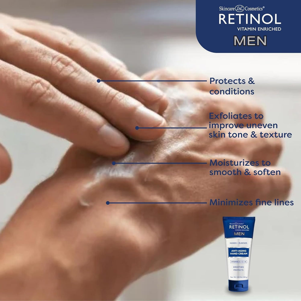 Retinol Anti-Aging Hand Cream application demonstrates rich coverage on fingertips.