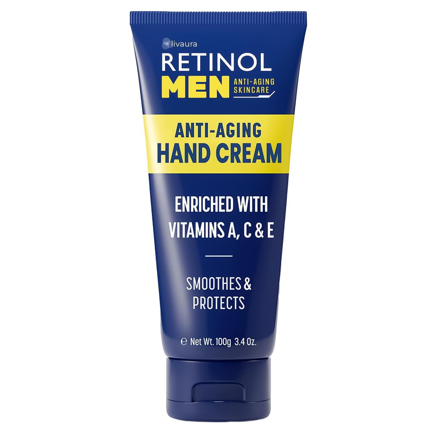 Retinol Anti-Aging Hand Cream bottle close-up shows rich hydration for daily hands.