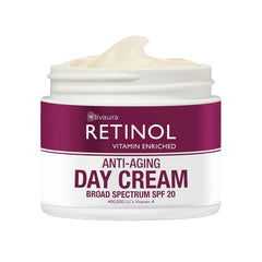 Retinol LIVAURA Day Cream bottle on a vanity for daytime skin hydration
