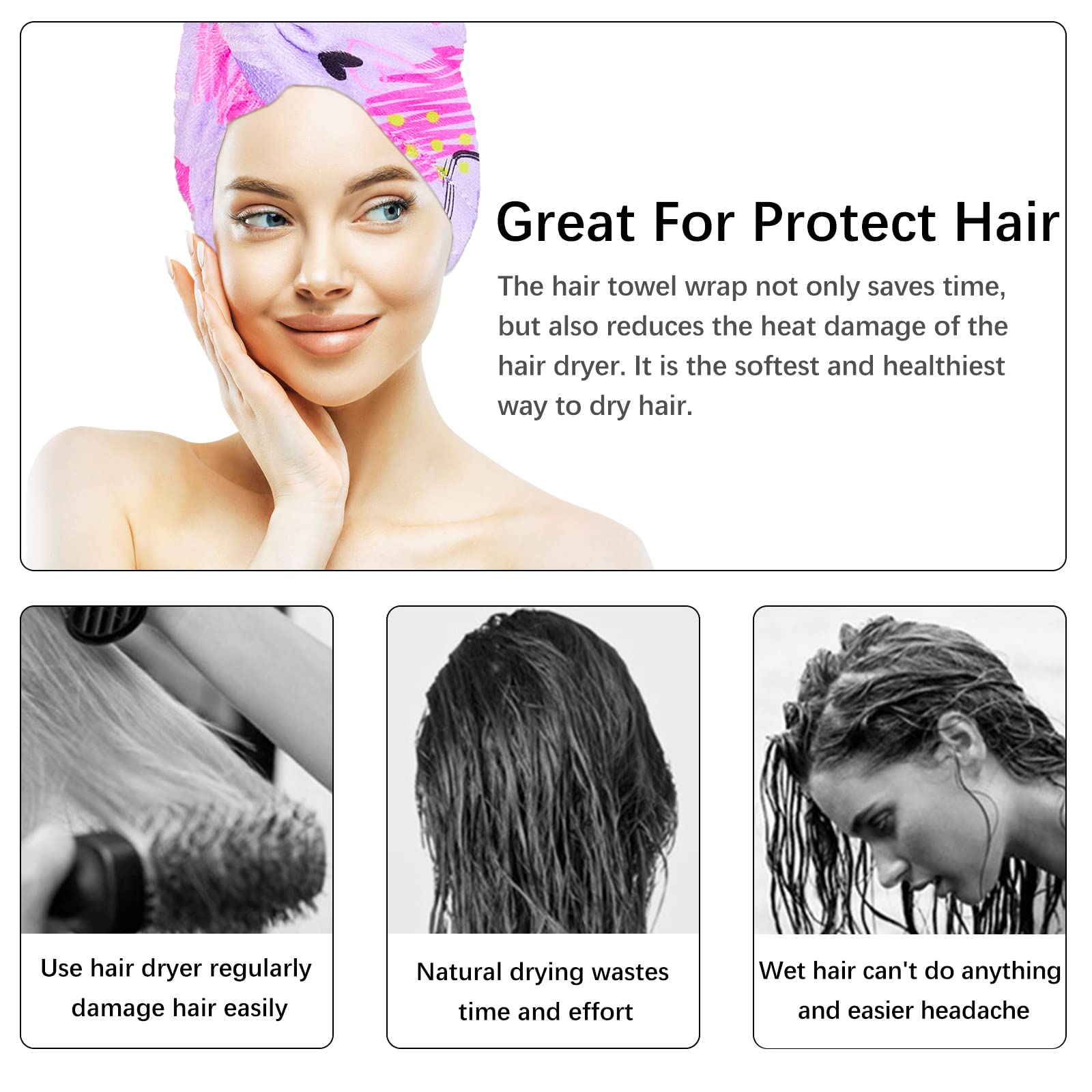 RETON lightweight microfiber towel dries hair faster with less neck strain